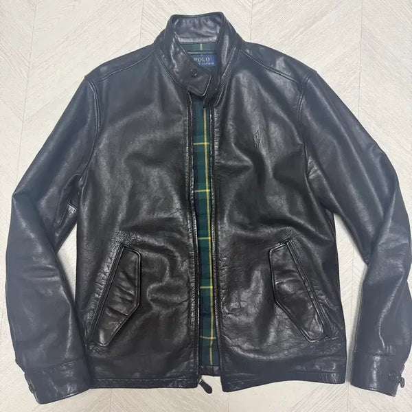 [BUNJANG] Polo Ralph Lauren Black Heritage Harrington Leather Jacket / [S] 폴로 랄프로렌 블랙 헤리티지 헤링턴 레더 자켓