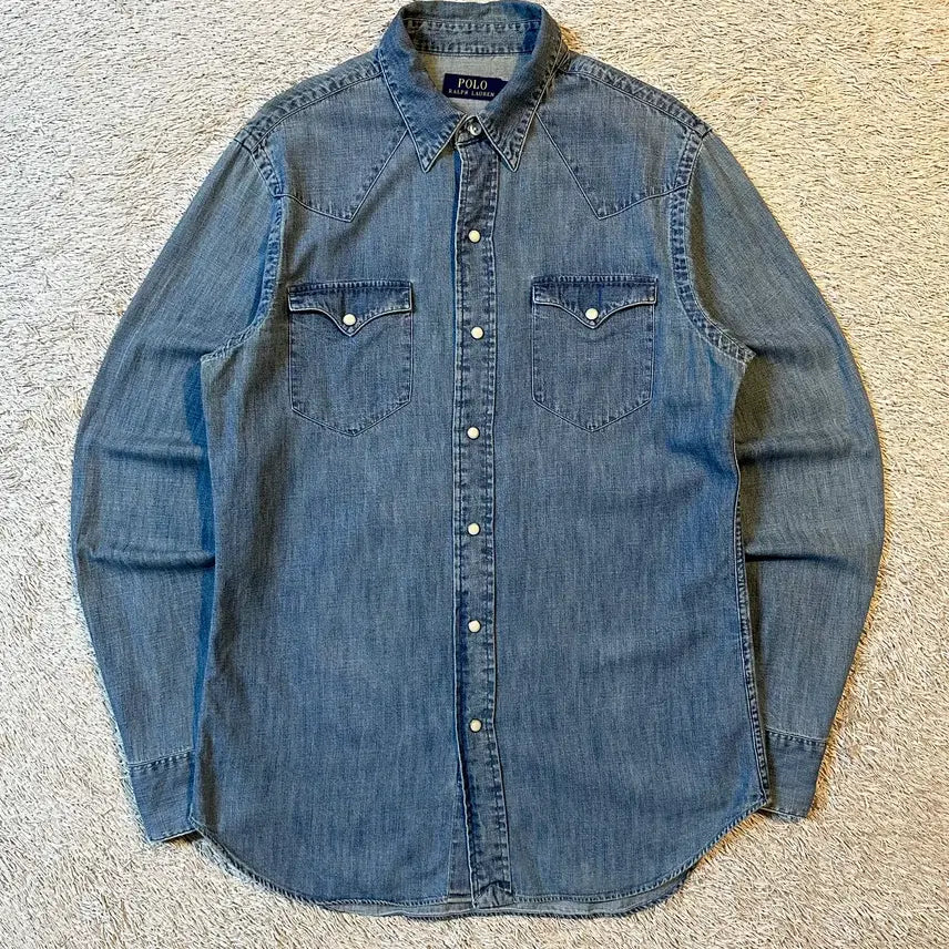 [BUNJANG] Polo Ralph Lauren New Western Two-Pocket Denim Shirt Medium Wash S / [S] 폴로 랄프로렌 신형 웨스턴 투포켓 데님셔츠 중청