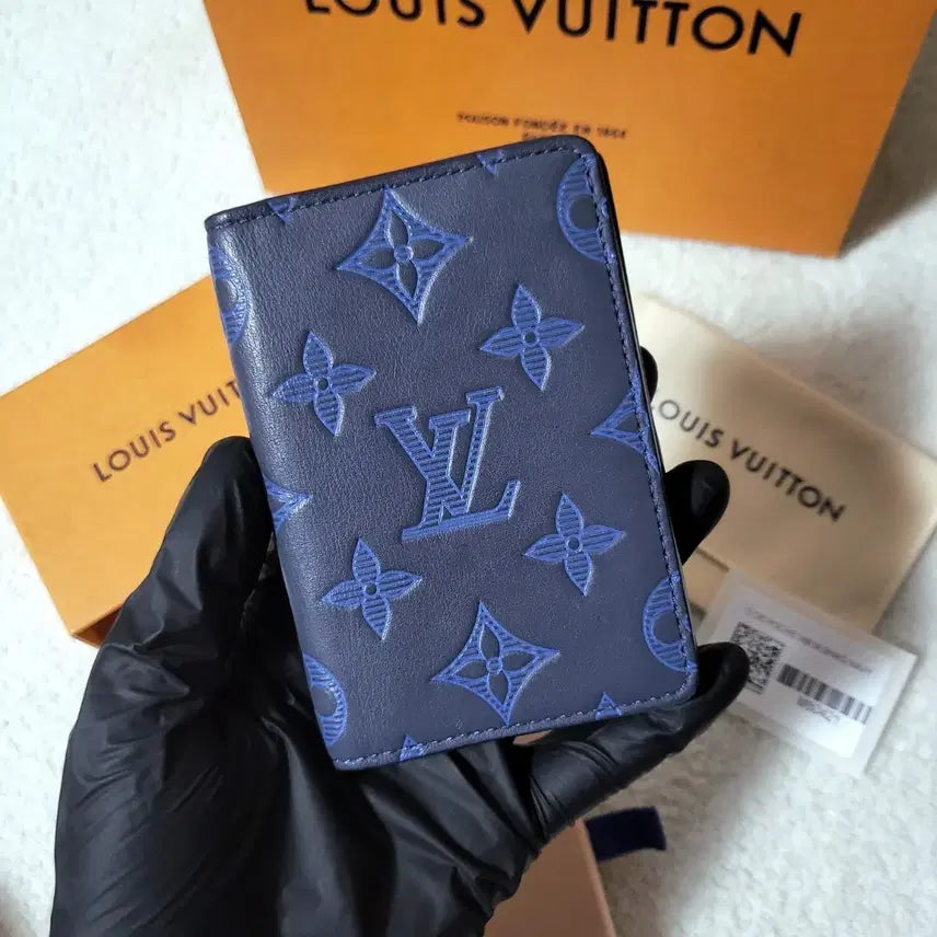 [BUNJANG] Louis Vuitton Monogram Shadow Organizer Card Holder Navy Blue / [새상품급/풀구성] 루이비통 쉐도우 오거나이저 카드지갑 네이비 블루