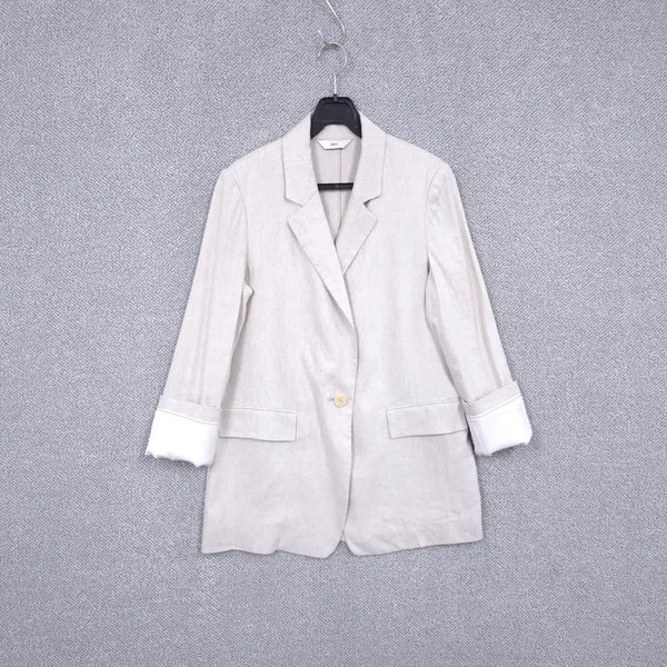 [BUNJANG] DEWL Women's Linen One-Button Tailored Jacket / 듀엘 여성 린넨 봄여름 원버튼 숄더패드 테일러드 자켓 55
