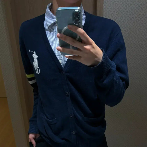 [BUNJANG] Polo Ralph Lauren Navy Big Pony Classic Fit Cardigan / [XXL] 폴로 랄프로렌 네이비 빅포니 클래식핏 가디건