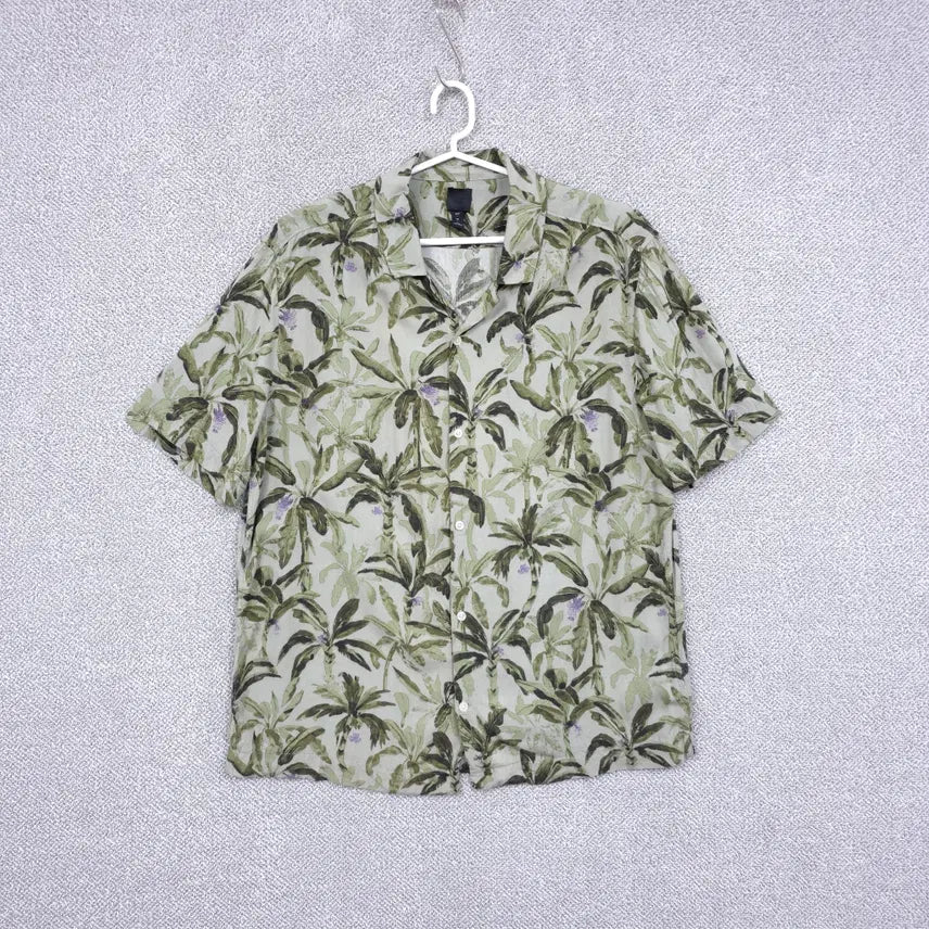 [BUNJANG] H&M Men's Viscose Palm Tree Hawaiian Short Sleeve Shirt L / 에이치앤엠 남성 비스코스 야자수 하와이안 반팔 셔츠 100-105