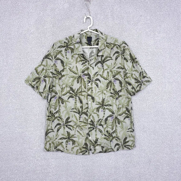 [BUNJANG] H&M Men's Viscose Palm Tree Hawaiian Short Sleeve Shirt L / 에이치앤엠 남성 비스코스 야자수 하와이안 반팔 셔츠 100-105