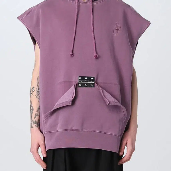 [BUNJANG] JW Anderson Oversized Purple Hinge Sleeveless Hoodie / JW앤더슨 오버사이즈 퍼플 힌지 슬리브리스 후드