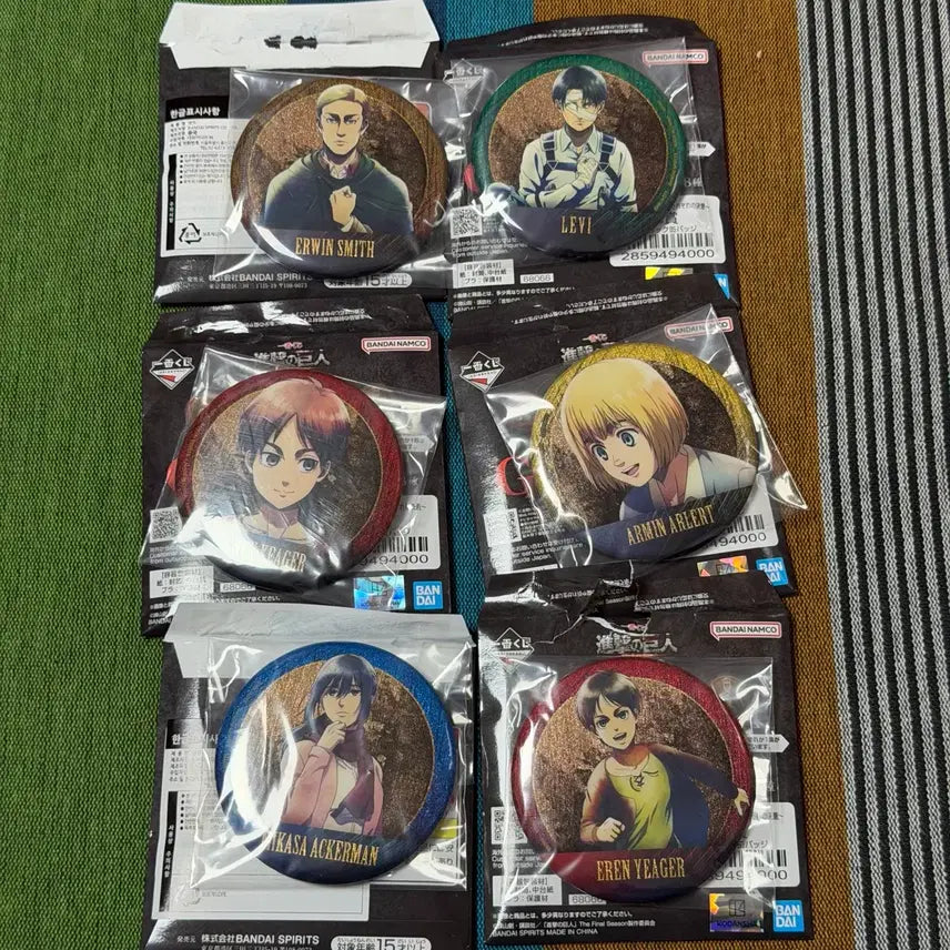 [BUNJANG] Attack on Titan Ichiban Kuji Prize G Badges (Set of 6) / 진격의 거인 진격거 쿠지 제일복권 G상 뱃지 6종