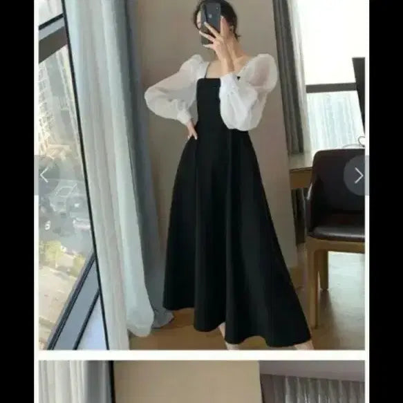 [BUNJANG] Chiffon Blouse Long Dress for Parties/Events/Wedding Guest Fashion / 청순한 블라우스 롱원피스 파티/행사/하객패션