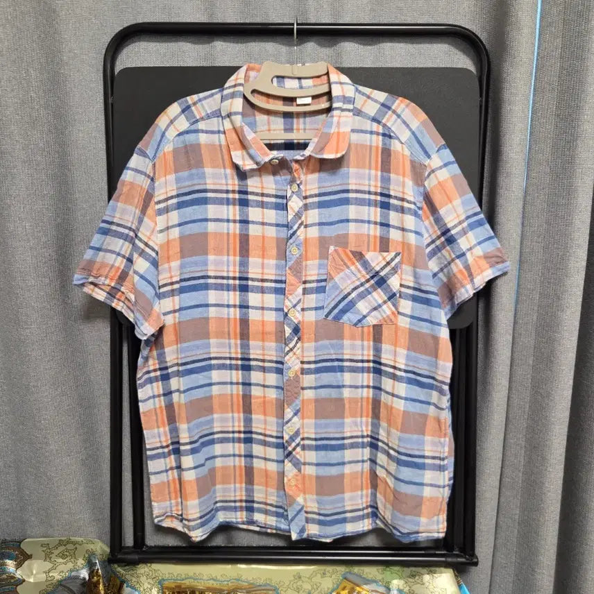 [BUNJANG] Japanese Vintage Check Short Sleeve Shirt L (100) / Japanese vintage 반팔 체크 셔츠 L(100)