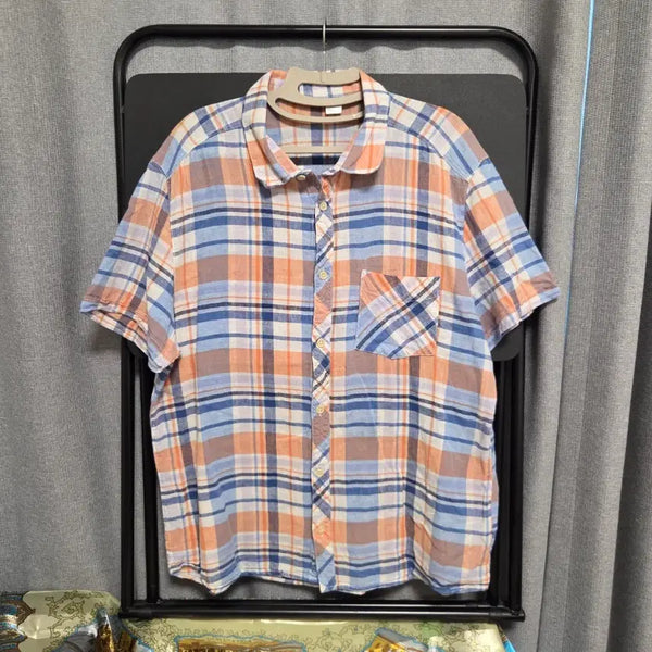 [BUNJANG] Japanese Vintage Check Short Sleeve Shirt L (100) / Japanese vintage 반팔 체크 셔츠 L(100)
