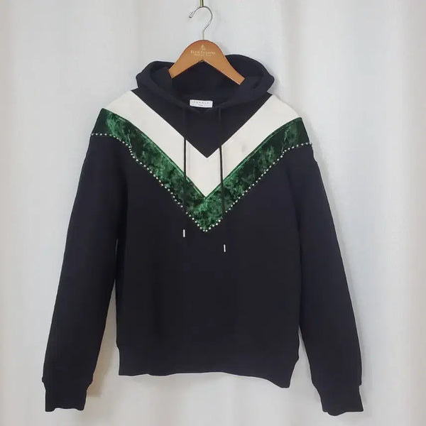 [BUNJANG] Sandro Velour Color Block Hoodie / 산드로 기모 후드티 free