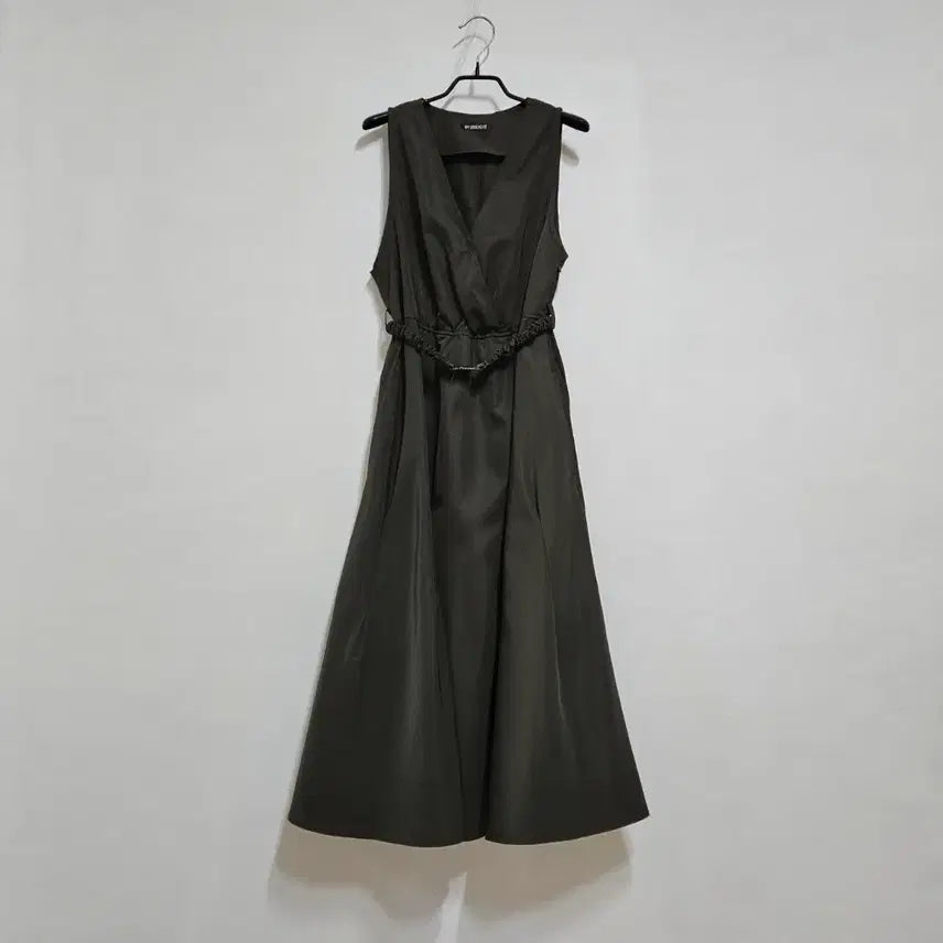 [BUNJANG] Belted Long Dress Khaki Prada Fabric / 벨티드 롱원피스