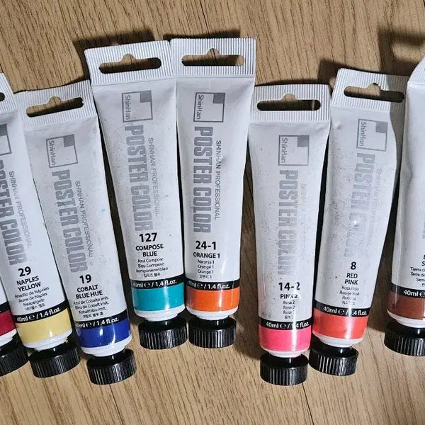 [BUNJANG] Alpha & Shinhan Poster Color Set - 40ml Tubes (10 Colors) / 포스터칼라 튜브형 40ml 10종 일괄 판매