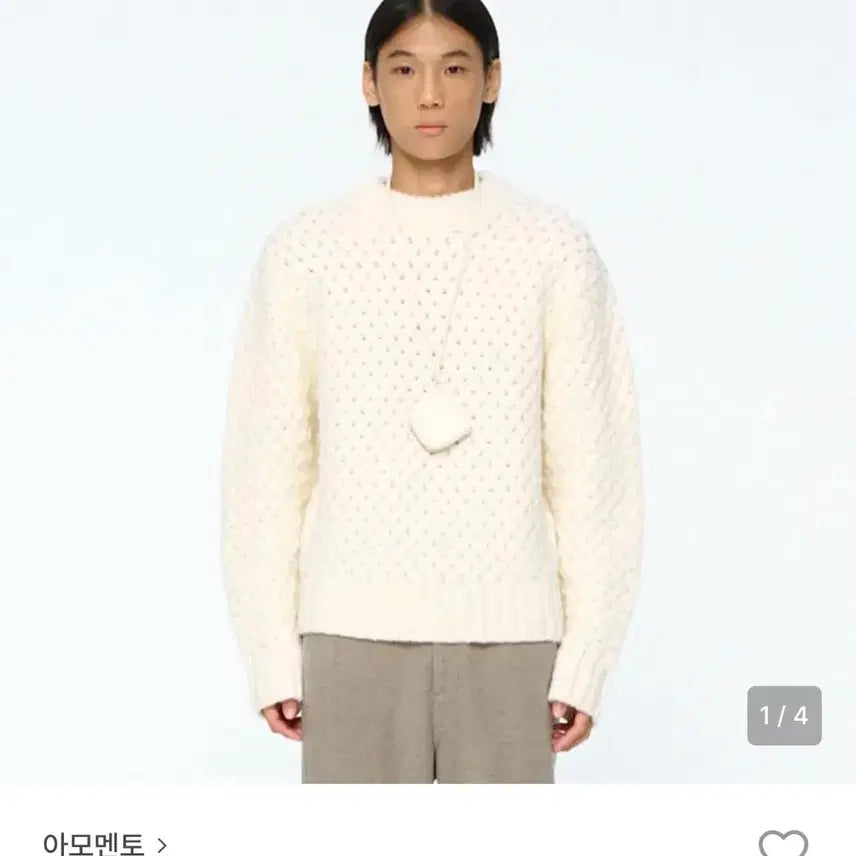 [BUNJANG] AMomento Cable Pullover Knit (L) Ivory / 아모멘토 케이블 풀 오버 니트 (L) Ivory