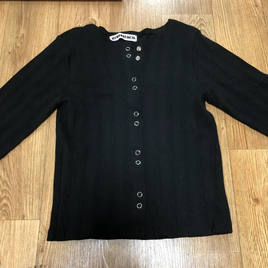 [BUNJANG] CLICKS Black Ribbed Long Sleeve Top / CLICKS 칙스 블랙 골지 롱슬리브