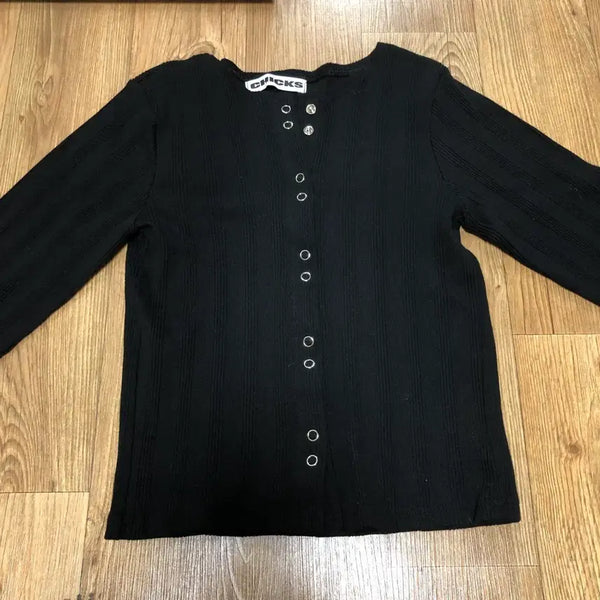 [BUNJANG] CLICKS Black Ribbed Long Sleeve Top / CLICKS 칙스 블랙 골지 롱슬리브