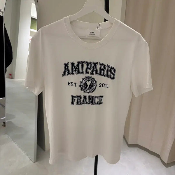 [BUNJANG] AMI Alexandre Mattiussi Logo Short Sleeve T-Shirt White Size S / [A]-(S) 아미자수로고 반팔티 화이트