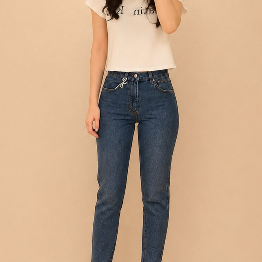 [BUNJANG] Totem Twisted Seam Denim Jeans Dark Blue / 토템 트위스티드 심 데님 청바지 다크 블루 223-232-741-404