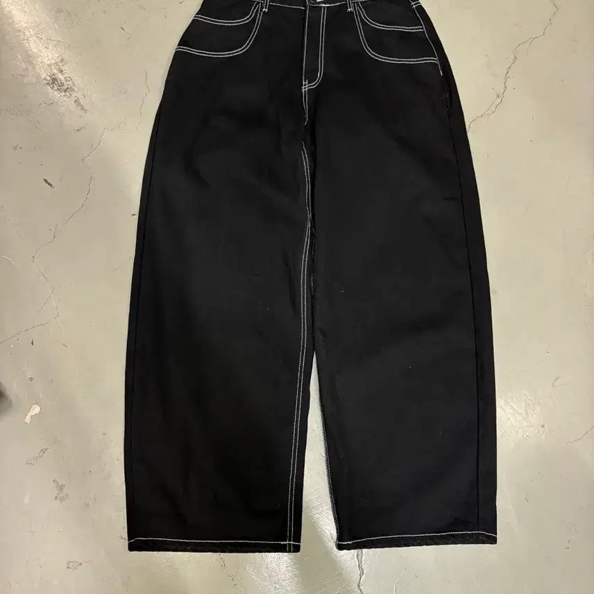 [BUNJANG] Vintage Stitch Wide Denim Pants 2XL / 만원샵 빈티지 스티치 와이드 데님 팬츠 2XL