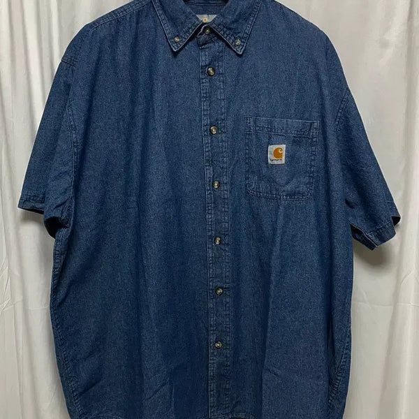 [BUNJANG] Carhartt Denim Oversized Short-Sleeve Shirt XXL / no.198 칼하트 진청데님 빅사이즈 반팔 셔츠 xxl 상태굿