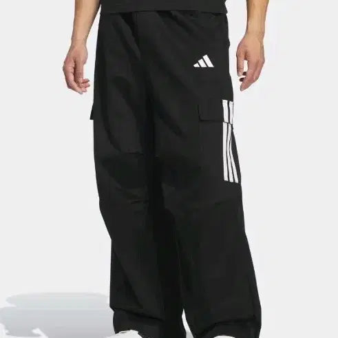 [BUNJANG] Adidas Black Three-Stripes Cargo Wide Pants / (새상품)아디다스 블랙 삼선 카고바지 와이드 팬츠