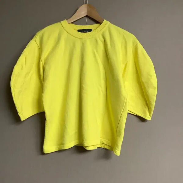 [BUNJANG] Yellow Sweatshirt T-shirt / 노란색 맨투맨 티셔츠 반팔티셔츠