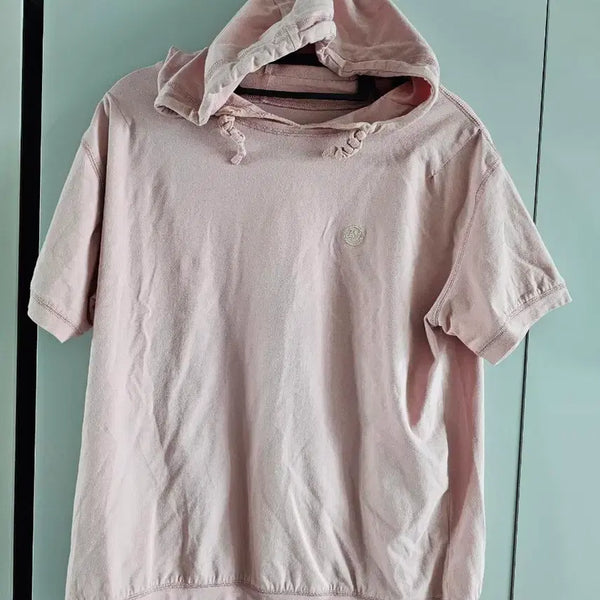 [BUNJANG] Pink Short Sleeve Hoodie / 핑크 반팔 후드티