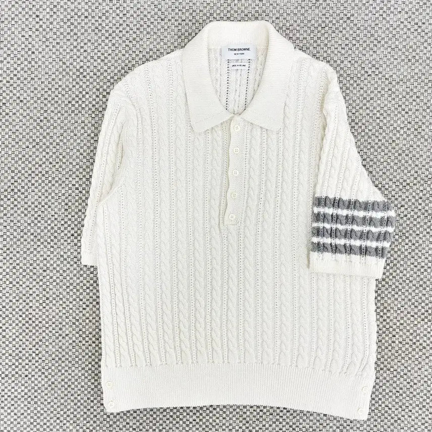 [BUNJANG] Thom Browne Striped Armband PK Knit Collar T-Shirt / [4]톰브라운 사선완장 pk 니트 카라티