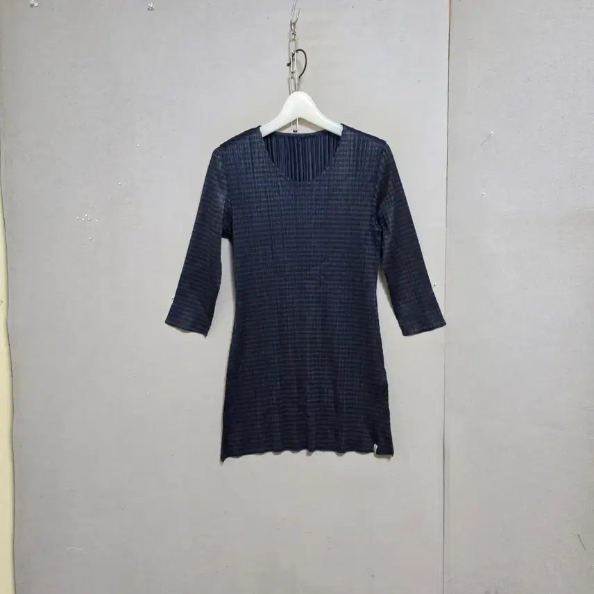 [BUNJANG] Pleats Me 7-Sleeve Check T-Shirt / 플리츠미 7부소매 체크 티셔츠 F  n5812