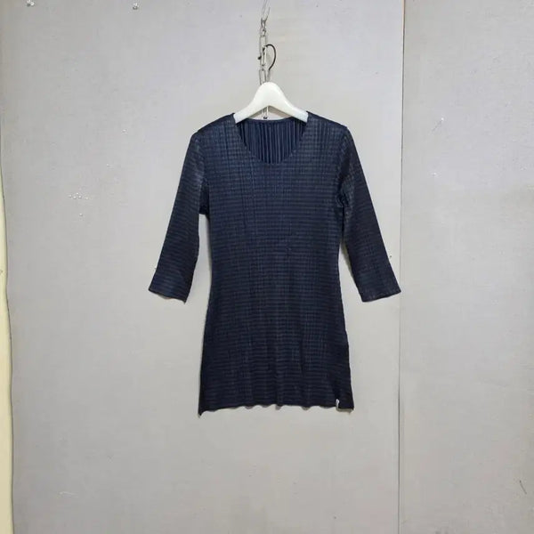 [BUNJANG] Pleats Me 7-Sleeve Check T-Shirt / 플리츠미 7부소매 체크 티셔츠 F  n5812