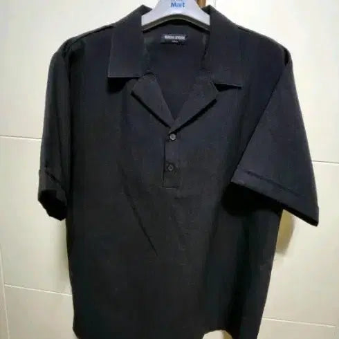 [BUNJANG] Black Collar Short Sleeve T-Shirt / 블랙 카라 반팔 티셔츠