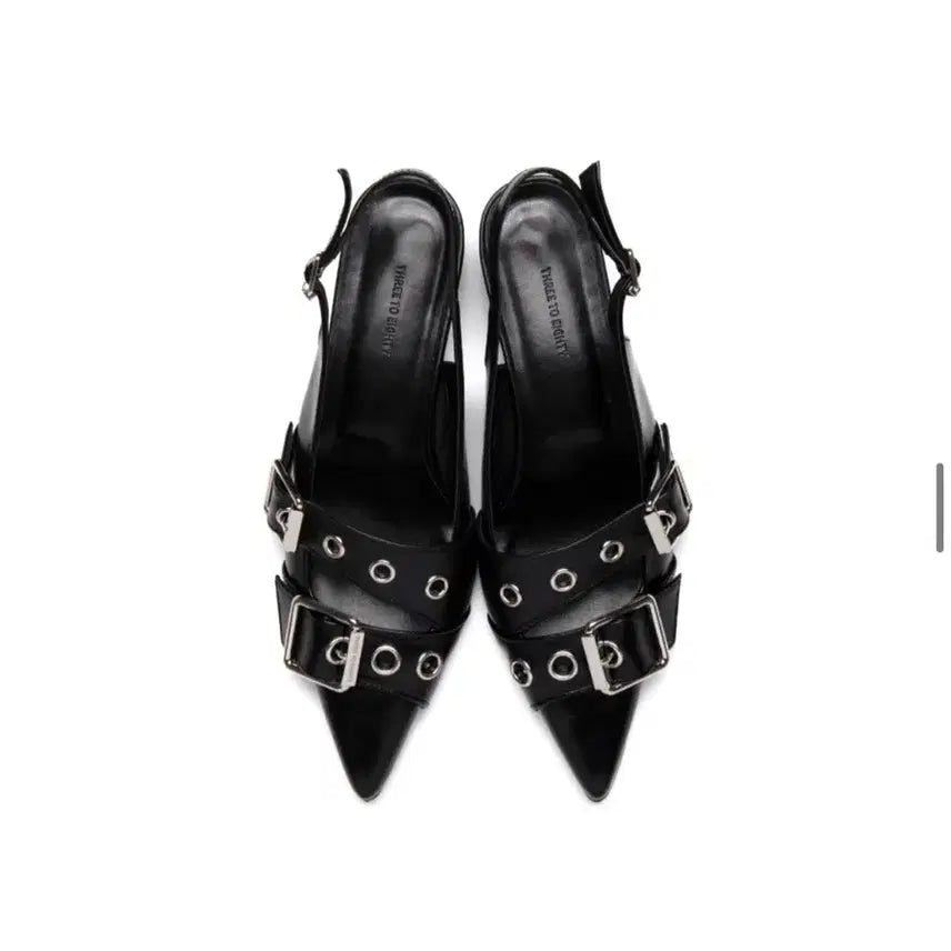 [BUNJANG] 32Degrees Buckle Slingback Heels Black / 쓰리투에이티 BUCKLE SLINGBACK HEELS BLACK 235