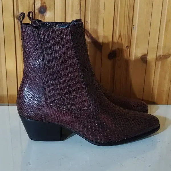 [BUNJANG] Sandro Python Texture Ankle Boots / 36 235mm 산드로 파이톤 텍스처 앵클부츠 뱀피