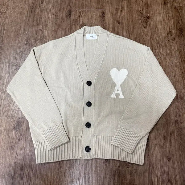 [BUNJANG] AMI Big Heart Logo Cardigan Beige / 아미 빅하트 로고 가디건 L사이즈 (베이지)