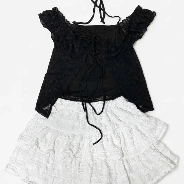 [BUNJANG] Halterneck Frill Sleeveless & Skirt Set / 미착용 새상품 홀터넥 프릴 나시 스커트 세트 여름 코디