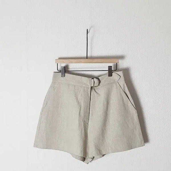 [BUNJANG] Linen Buckle Shorts (Beige, Size S) / (특가) 린넨 버클 반바지 s