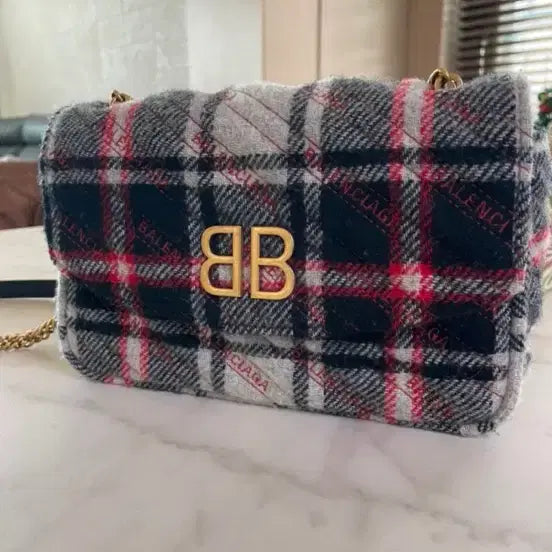 [BUNJANG] Balenciaga Checked BB Logo Chain Bag / 발렌시아가 체크 BB로고 체인백