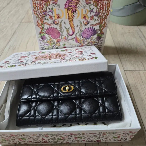 [BUNJANG] Dior Cannage Lambskin Long Wallet Black / 디올 카나쥬 램스킨 장지갑 블랙 (정품/신세계센텀구입)