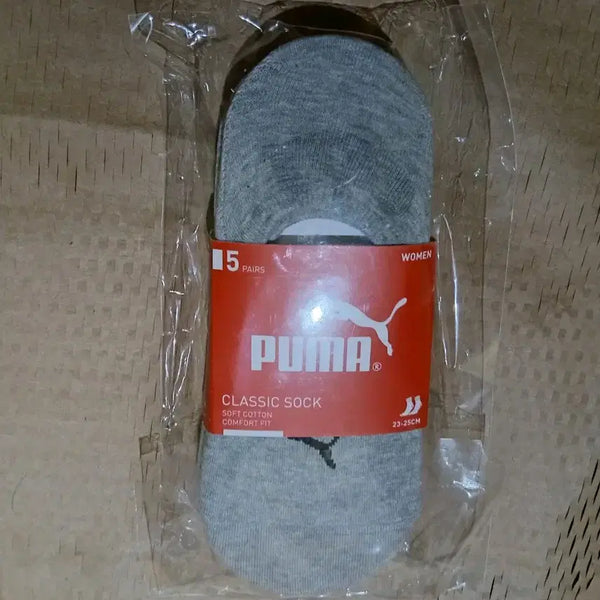 [BUNJANG] Puma Women's No-Show Socks (5-Pack), Grey / 푸마 여성 덧신 양말 5켤레 회색