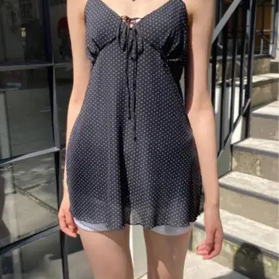 [BUNJANG] Brandy Melville Dot Bustier Mini Dress Tunic / 브랜디멜빌 도트 뷔스티에 원피스 튜닉