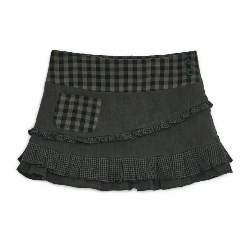 [BUNJANG] Hug Your Skin Check Ruffle Mini Skirt / 허그유어스킨 체크 러플 미니 스커트