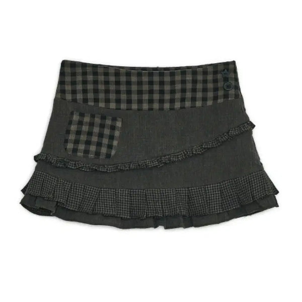 [BUNJANG] Hug Your Skin Check Ruffle Mini Skirt / 허그유어스킨 체크 러플 미니 스커트
