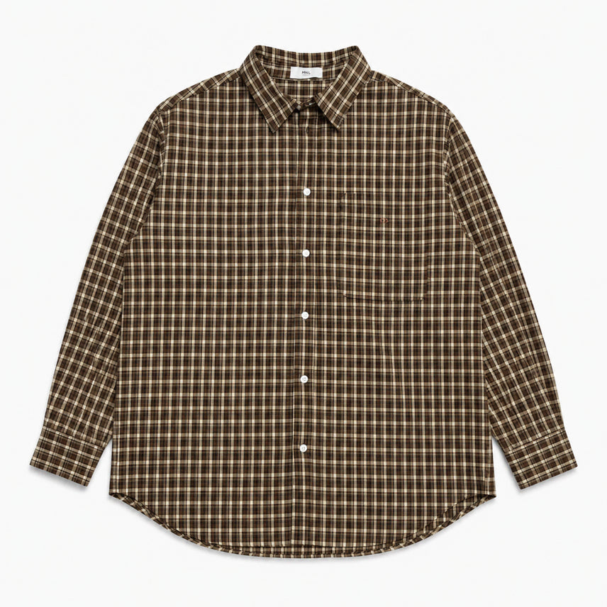 [BUNJANG] MN.L Brown Plaid Vintage Shirt - Size M / JPN 일본 빈티지 y2k 아메카지 시티보이 브라운 잔체크 셔츠 M
