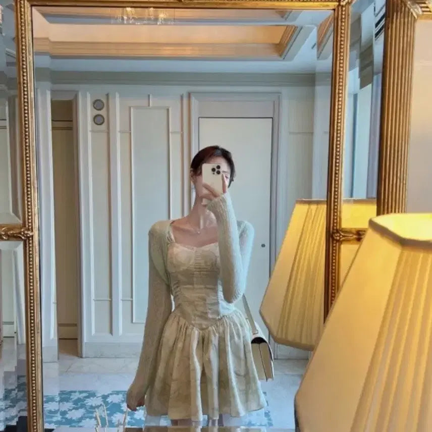 [BUNJANG] Labelle Blanc Prairie Wire Dress + Cardigan Set / 라벨르블랑 프레리와이어 드레스+가디건 세트