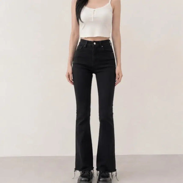 [BUNJANG] Semi Bootcut Black Denim Pants / 세미 부츠컷 블랙 데님 팬츠