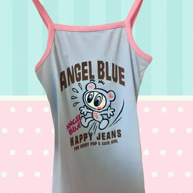 [BUNJANG] Angel Blue Sleeveless Tank Top Y2K Vintage / 엔젤블루 나시 탱크탑 민소매 갸루 데코라 y2k 빈티지