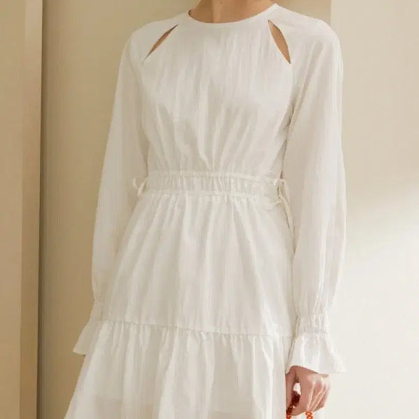 [BUNJANG] Oeillet Cut-Out Drawstring Mini Dress (New) / 오앨 컷 아웃 드라우스트링 미니 드레스(새상품)
