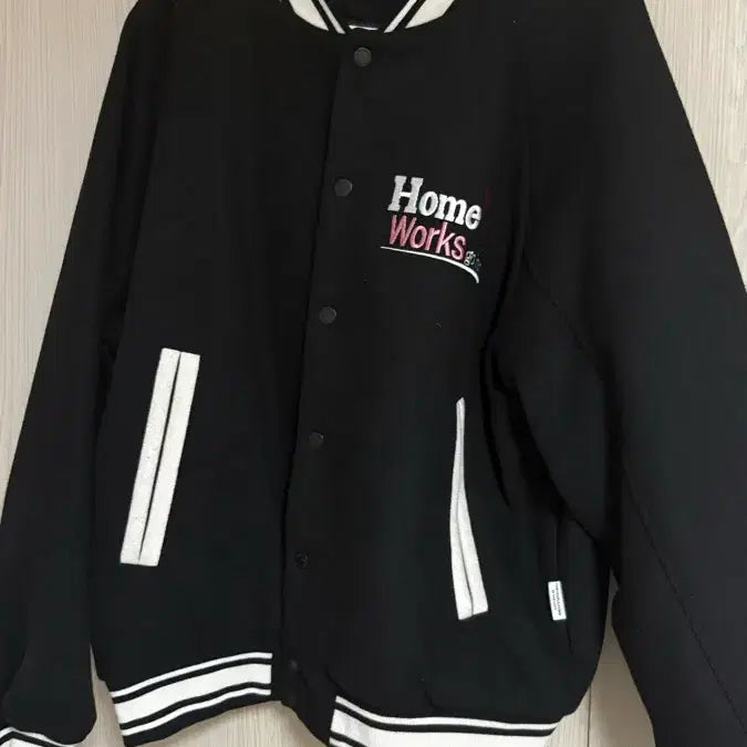 [BUNJANG] Urbantype Black Varsity Jacket Home Works L / 어반디타입 블랙 바시티 자켓 Home Works L