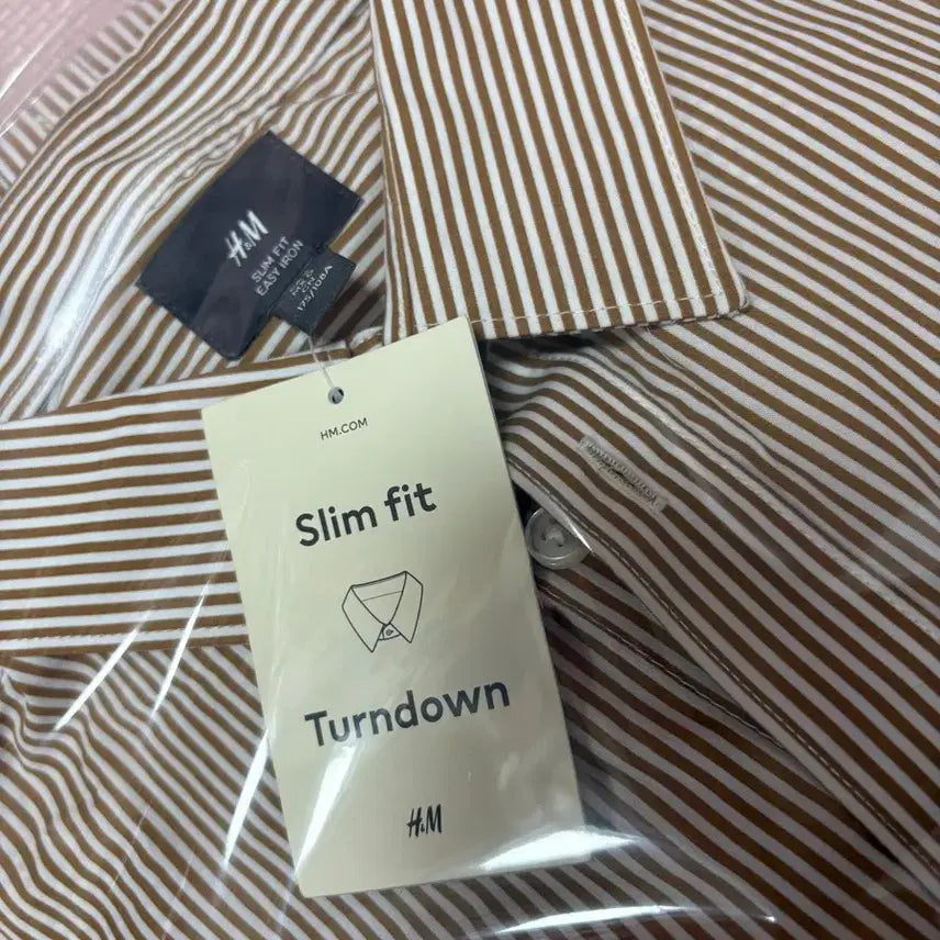 [BUNJANG] H&M Easy Care Slim Fit Shirt Brown L / 미착용 새상품/ H&M 이지 케어 슬림핏 셔츠 브라운 L