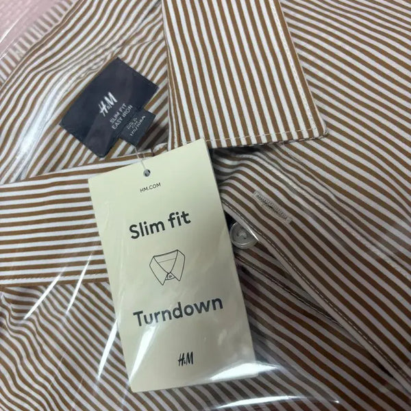 [BUNJANG] H&M Easy Care Slim Fit Shirt Brown L / 미착용 새상품/ H&M 이지 케어 슬림핏 셔츠 브라운 L