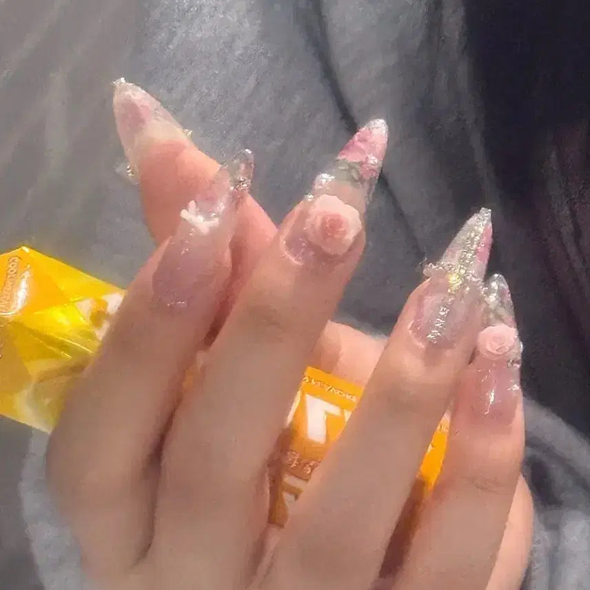 [BUNJANG] Handmade Rose Cross Magnetic Gel Nail Tips / 장미 십자가 자석젤 수제네일팁