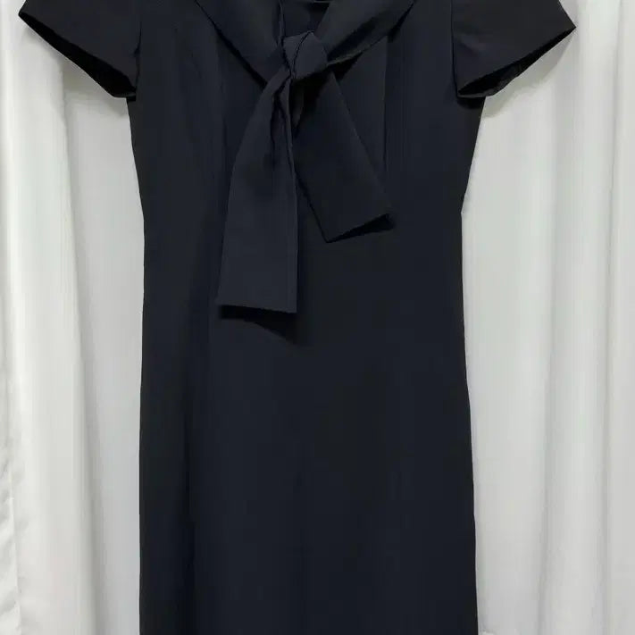 [BUNJANG] SI Necktie Detail Long Dress Charcoal / SI(씨) 타이넥 원피스 55